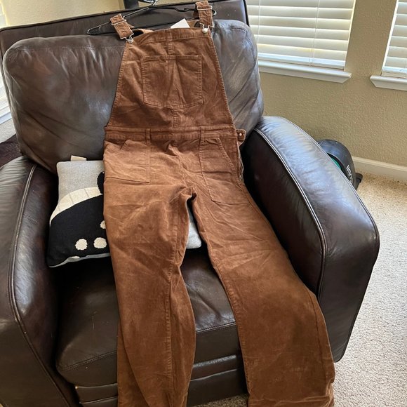 Mango Brown Corduroy Flare Overalls Size Medium - Picture 4 of 5